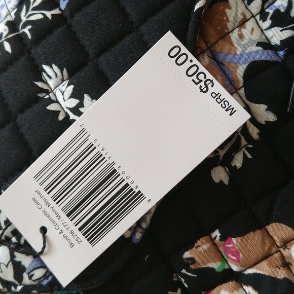 NWT $50 Vera Bradley Brush & Cosmetics Makeup Case Mirror Merry Mischief Bag - Picture 4 of 15